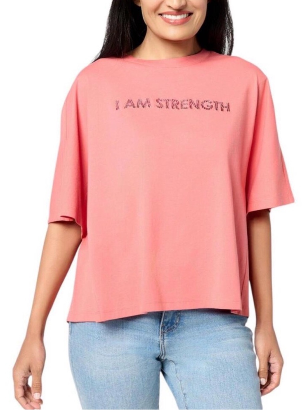 Peace Love World Coral Pink 'I AM STRENGTH' Short Sleeve Tee 1X